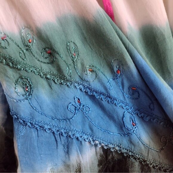 NWT Vintage L.S.I. Beaded Embroidered Tie Dye Corset Tank 2X Ombre Y2K Fairycore - Picture 8 of 11